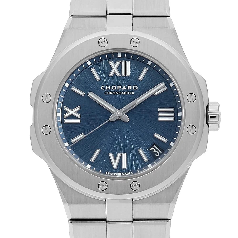 CHOPARD ALPINE EAGLE WATCH: Chopard alpine eagle Watch Brand: Chopard Type: Wrist watch Material: Band Material Stainless Steel, Case Material Stainless Steel Color: Dial Color Blue Size: Band Size 19cm (7.5inch), Case Size