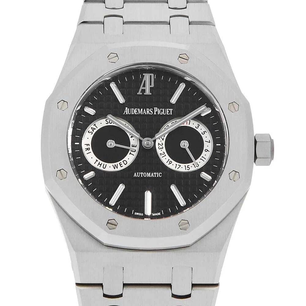 AUDEMARS PIGUET ROYAL OAK DAY-DATE WATCH: AUDEMARS PIGUET Royal Oak Day-Date Watch Brand: AUDEMARS PIGUET Type: Wrist watch Material: Band Material Stainless Steel, Case Material Stainless Steel Color: Dial Color Black Size: Band Size