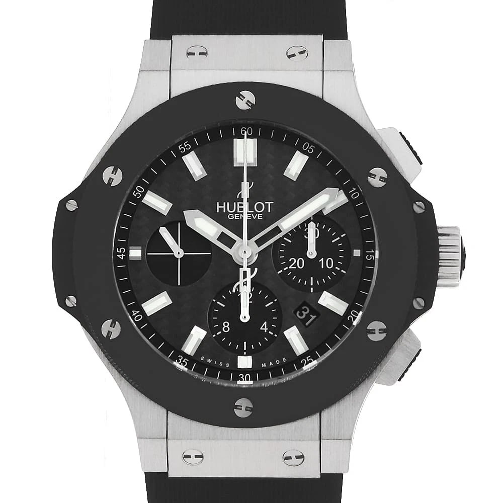 HUBLOT BIG BANG WATCH: HUBLOT big Bang Watch Brand: HUBLOT Type: Wrist watch Material: Band Material rubber, Case Material Stainless Steel Color: Dial Color Black Size: Band Size none, Case Size Case:W44mm 