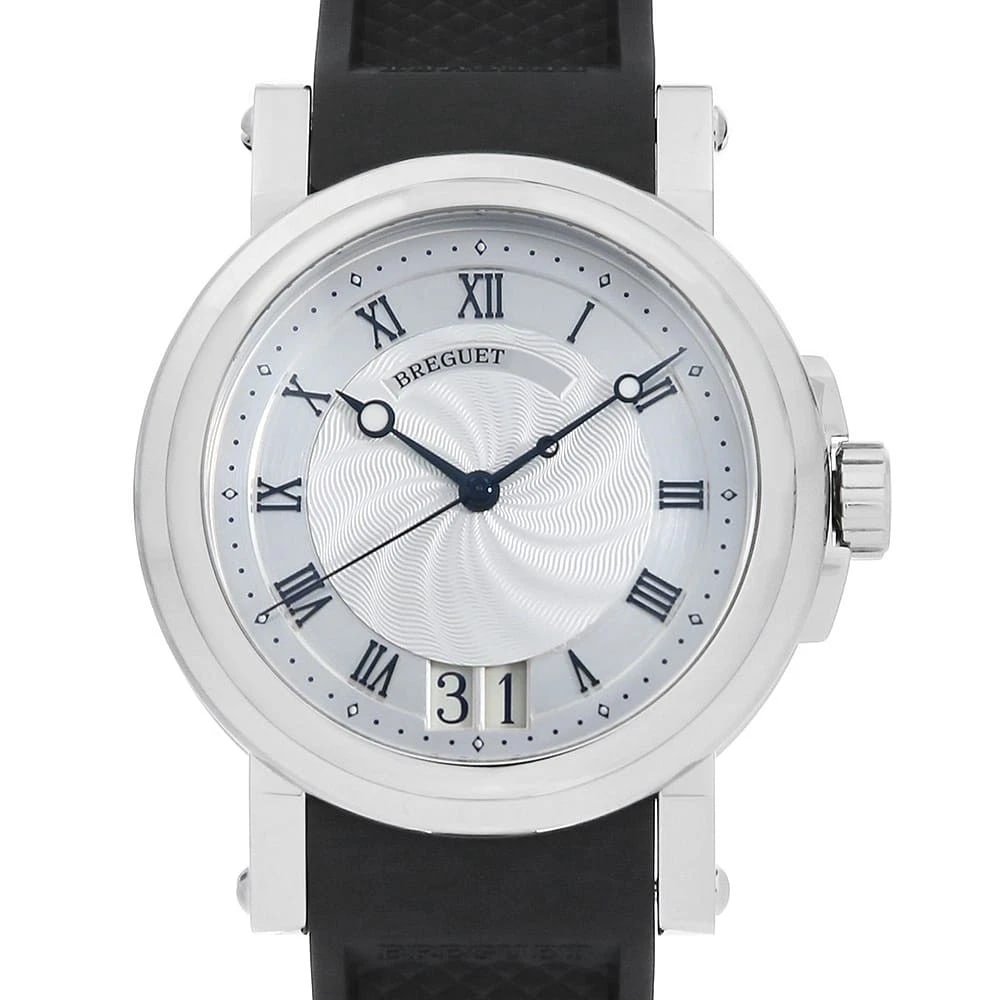 BREGUET MARINE LARGE WATCH: Breguet Marine LargeWatch Brand: Breguet Type: Wrist watch Material: Band Material rubber, Case Material Stainless Steel Color: Dial Color Silver Size: Band Size none, Case Size Case:W39mm Access