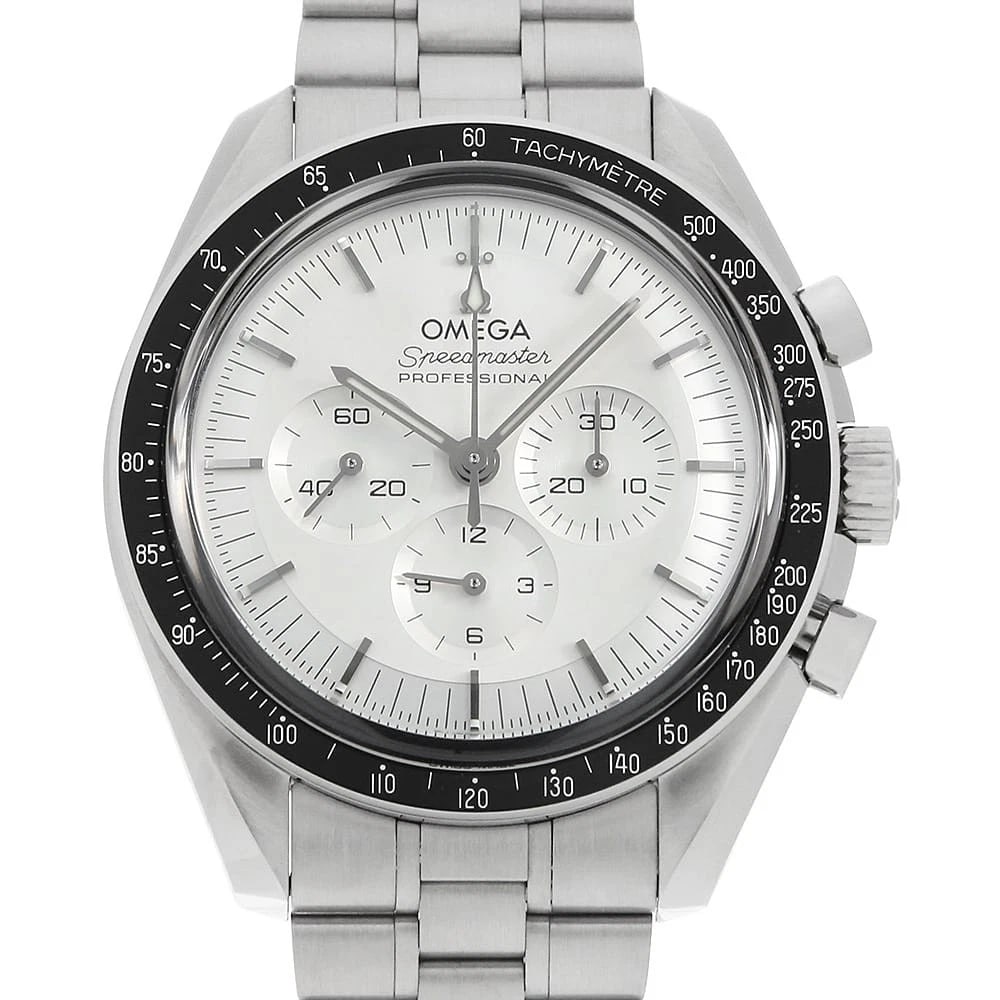 OMEGA SPEEDMASTER MOON WATCH PROFESSIONAL CO-AXIAL MASTER CHRONOMETER WATCH: OMEGA Speedmaster Moonwatch Professional Co-Axial Master ChronometerWatch Brand: OMEGA Type: Wrist watch Material: Band Material White Gold, Case Material White Gold Color: Dial Color Silver Size: