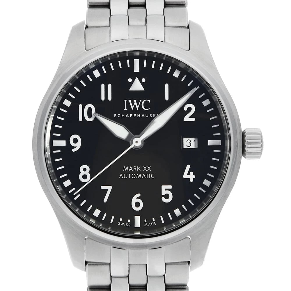 IWC PILOT'S WATCH MARK XX WATCH: IWC Pilot's Watch Mark XX Watch Brand: IWC Type: Wrist watch Material: Band Material Stainless Steel, Case Material Stainless Steel Color: Dial Color Black Size: Band Size 17cm (6.7inch), Case Siz
