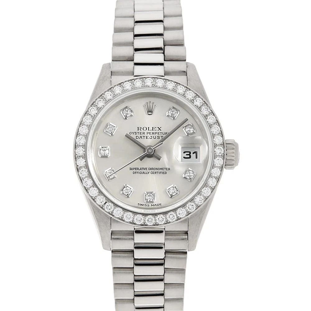 ROLEX DATEJUST BEZEL DIAMOND SILVER WATCH
