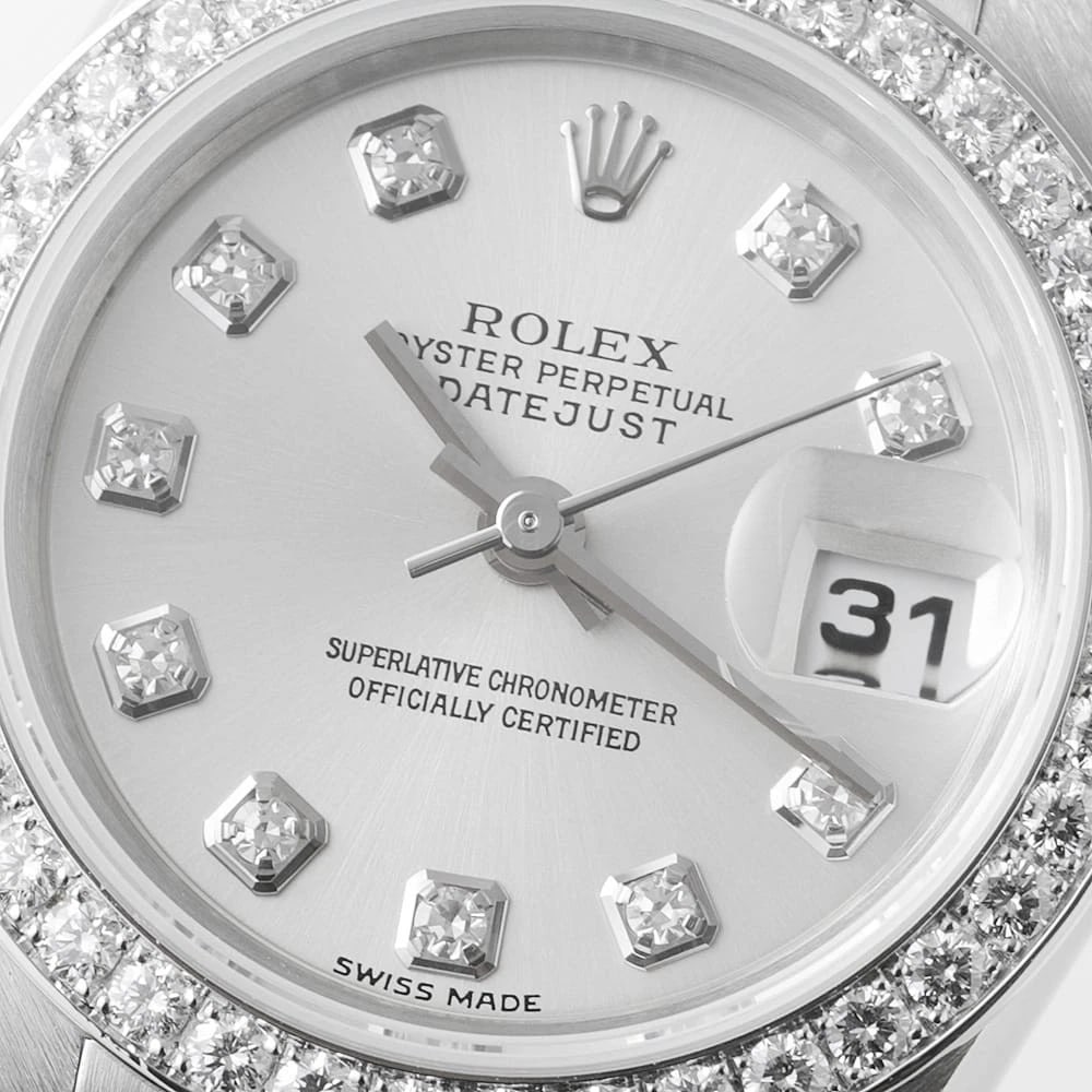 ROLEX DATEJUST BEZEL DIAMOND SILVER WATCH - 2