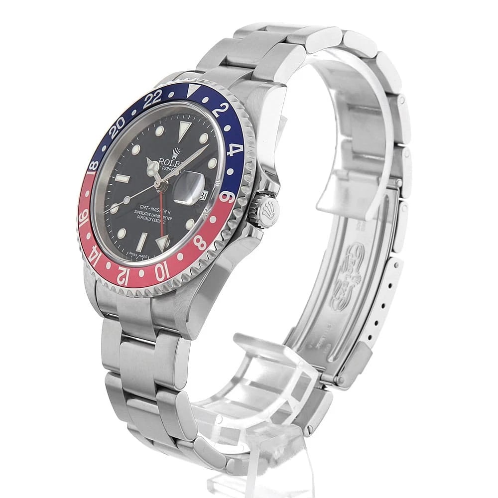 ROLEX GMT MASTER II RED AND BLUE BEZEL BLACK STICK WATCH - 2