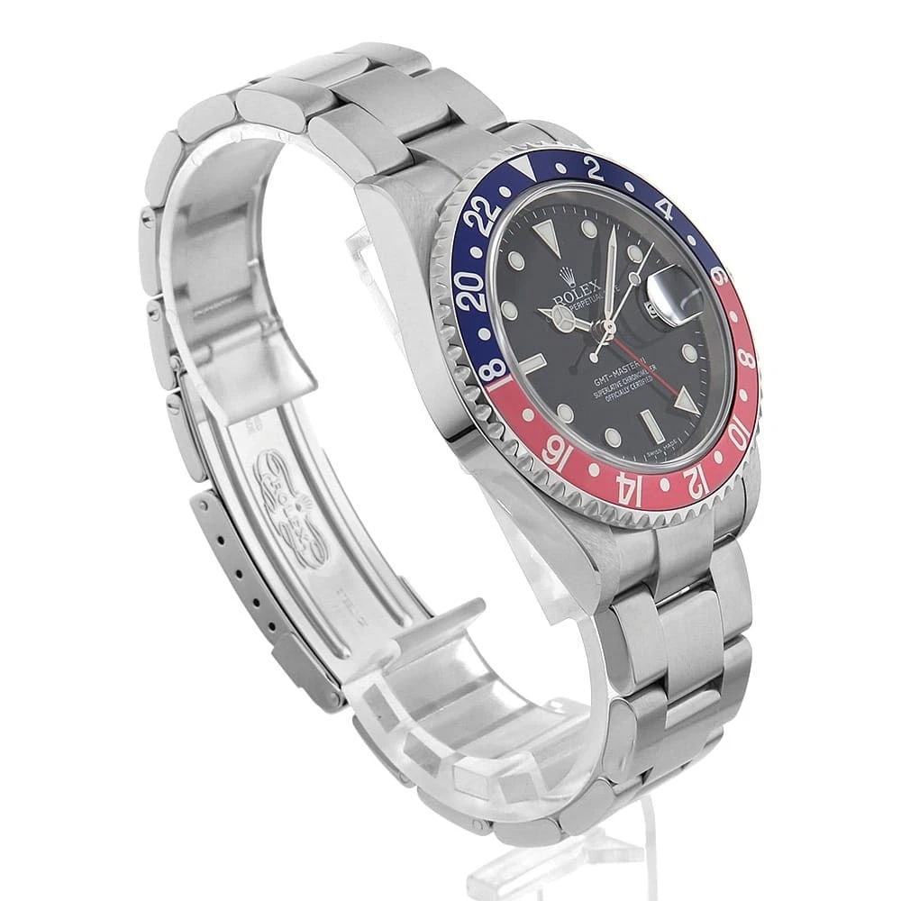 ROLEX GMT MASTER II RED AND BLUE BEZEL BLACK STICK WATCH - 3