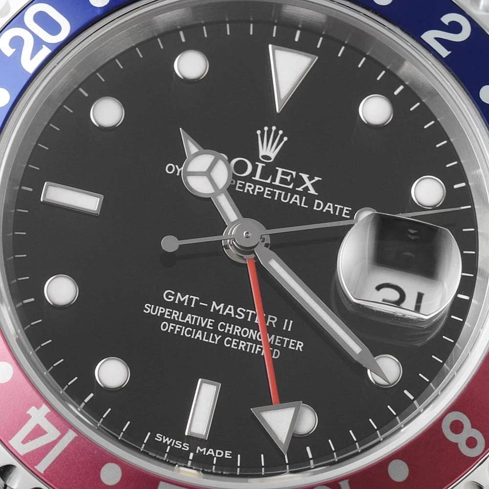 ROLEX GMT MASTER II RED AND BLUE BEZEL BLACK STICK WATCH - 5