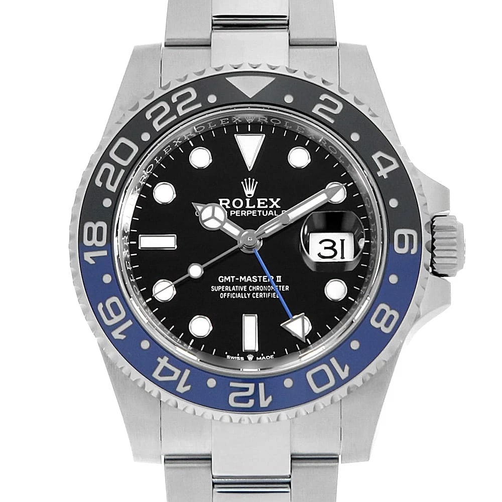 ROLEX GMT MASTER II BLACK OYSTER BRACELET WATCH: ROLEX GMT Master II black oyster bracelet Watch Brand: ROLEX Type: Wrist watch Material: Band Material Stainless Steel, Case Material Stainless Steel Color: Dial Color Black Size: Band Size 19cm (