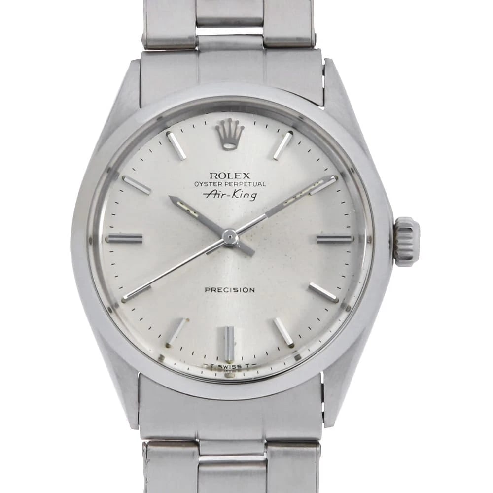 ROLEX AIR KING SILVER BAR NUMBER ANTIQUE WATCH: ROLEX Air king Silver bar Number antiqueWatch Brand: ROLEX Type: Wrist watch Material: Band Material Stainless Steel, Case Material Stainless Steel Color: Dial Color Silver Size: Band Size 20cm (7