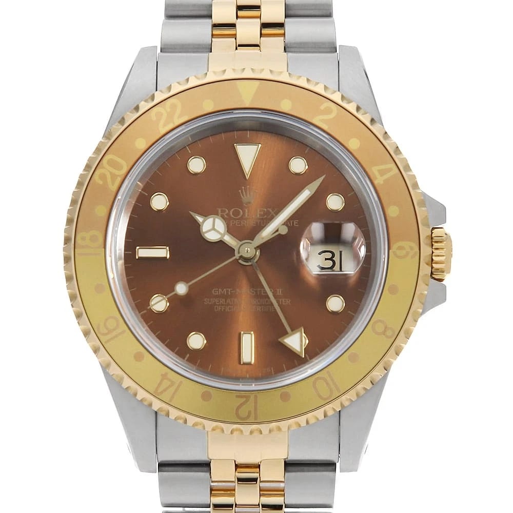 ROLEX GMT MASTER II BROWN ALL TRITIUM SINGLE BUCKLE JUBILEE WATCH: ROLEX GMT Master II Brown All tritium single buckle jubileeWatch Brand: ROLEX Type: Wrist watch Material: Band Material Stainless Steel/Yellow Gold, Case Material Stainless Steel Color: Dial