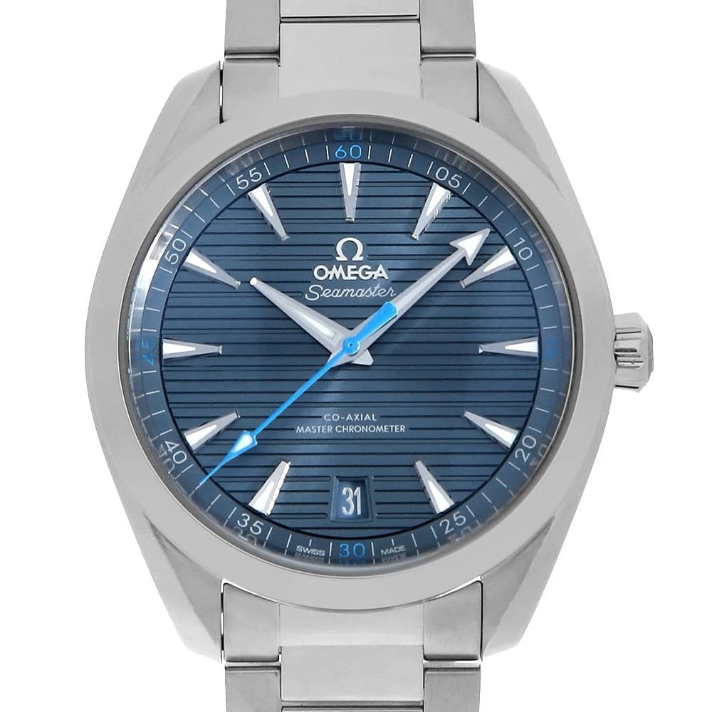 OMEGA SEAMASTER AQUA TERRA CO-AXIAL MASTER CHRONOMETER WATCH: OMEGA Seamaster Aqua Terra Co-Axial Master Chronometer, Watch Brand: OMEGA Type: Wrist watch Material: Band Material Stainless Steel, Case Material Stainless Steel Color: Dial Color Blue Size: