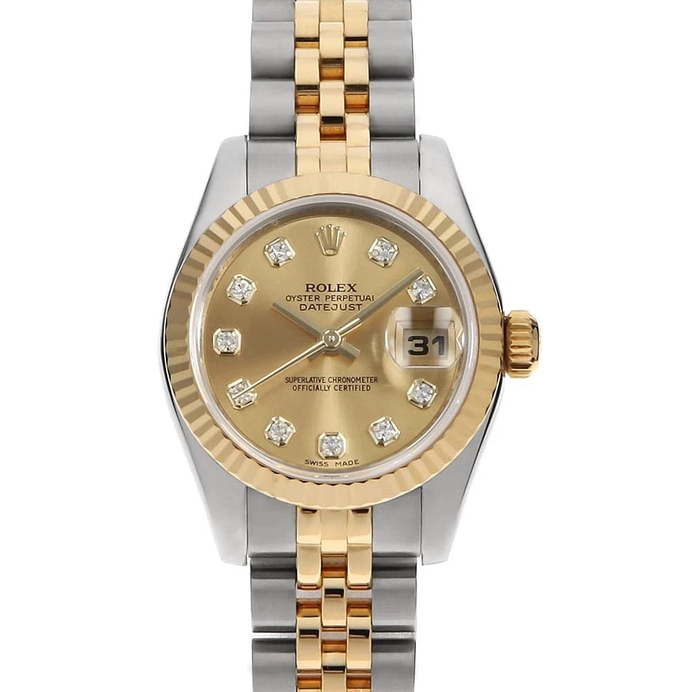 ROLEX DATEJUST DIAMOND CHAMPAGNE WATCH: ROLEX Datejust Diamond Champagne Watch Brand: ROLEX Type: Wrist watch Material: Band Material Stainless Steel/Yellow Gold, Case Material Stainless Steel Color: Dial Color Champagne Gold Size: