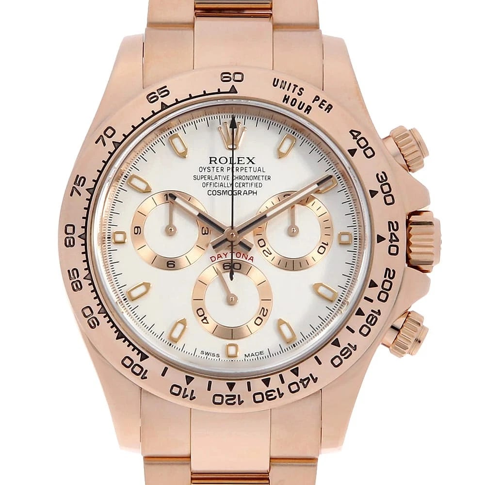 ROLEX COSMOGRAPH DAYTONA CREAM WATCH: ROLEX Cosmograph Daytona cream Watch Brand: ROLEX Type: Wrist watch Material: Band Material Everose Gold, Case Material Everose Gold Color: Dial Color Ivory Size: Band Size 19.5cm (7.7inch), Case