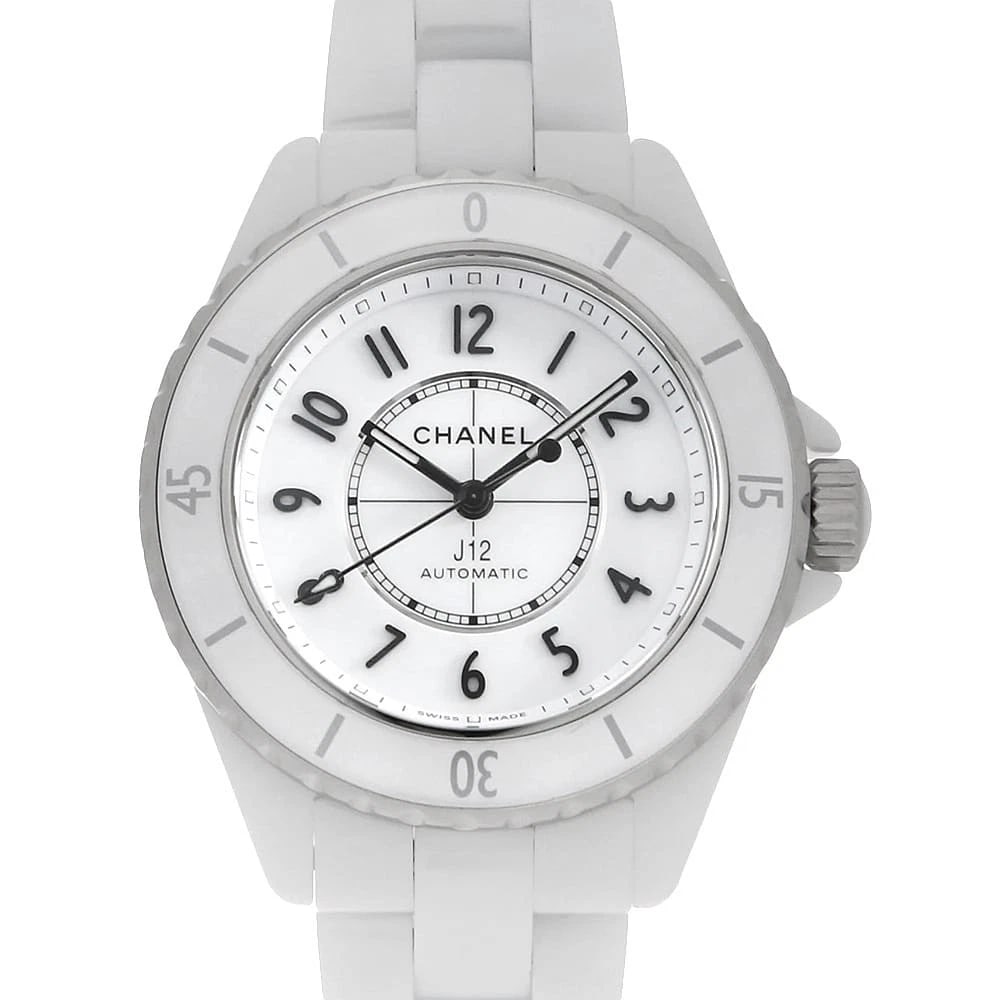 CHANEL J12 WHITE CERAMIC WATCH: CHANEL J12 white ceramic Watch Brand: CHANEL Type: Wrist watch Material: Band Material Ceramic, Case Material Ceramic Color: Dial Color White Size: Band Size 17cm (6.7inch), Case Size