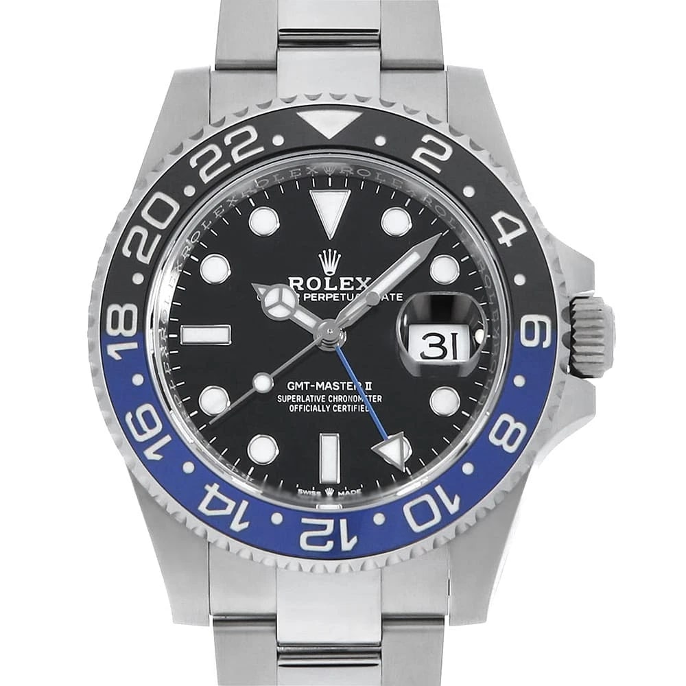 ROLEX GMT MASTER II BLACK ROW OYSTER BRACELET WATCH: ROLEX GMT Master II black row oyster bracelet, Watch Brand: ROLEX Type: Wrist watch Material: Band Material Stainless Steel, Case Material Stainless Steel Color: Dial Color Black Size: Band Size 1