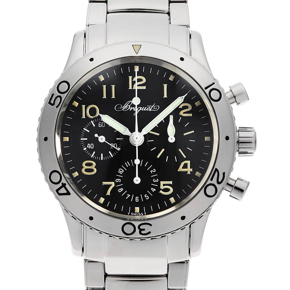 BREGUET AERONAVAL WATCH: Breguet Aeronaval Watch Brand: Breguet Type: Wrist watch Material: Band Material Stainless Steel, Case Material Stainless Steel Color: Dial Color Black Size: Band Size 18cm (7.1inch), Case Size Ca