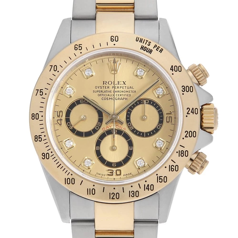 ROLEX COSMOGRAPH DAYTON CHAMPAGNE A NUMBER WATCH: ROLEX Cosmograph Dayton Champagne A Number Watch Brand: ROLEX Type: Wrist watch Material: Band Material Stainless Steel/Yellow Gold, Case Material Stainless Steel Color: Dial Color Champagne
