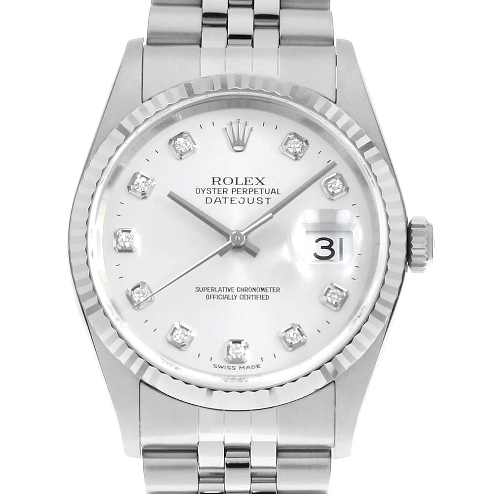 ROLEX DATEJUST DIAMOND SILVER WATCH (1 of 5)