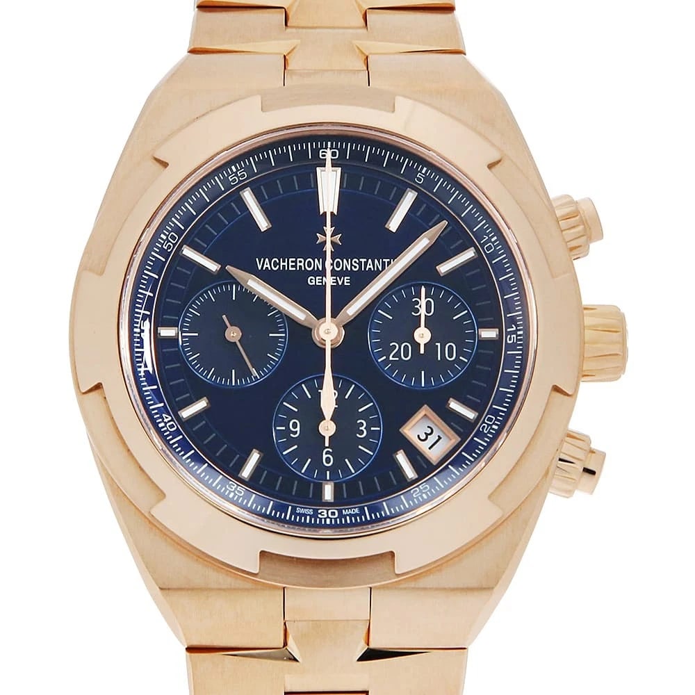 VACHERON CONSTANTIN OVERSEAS CHRONOGRAPH WATCH: VACHERON CONSTANTIN Overseas chronograph Watch Brand: VACHERON CONSTANTIN Type: Wrist watch Material: Band Material Pink Gold, Case Material Pink Gold Color: Dial Color Blue Size: Band Size