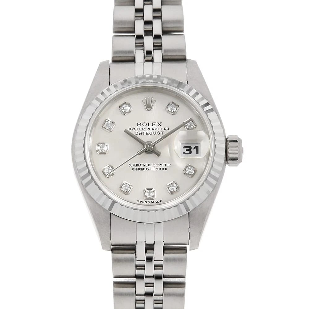 ROLEX DATEJUST DIAMOND SILVER WATCH: ROLEX Datejust Diamond SilverWatch Brand: ROLEX Type: Wrist watch Material: Band Material Stainless Steel, Case Material Stainless Steel Color: Dial Color Silver Size: Band Size 17cm (6.7inch), Ca