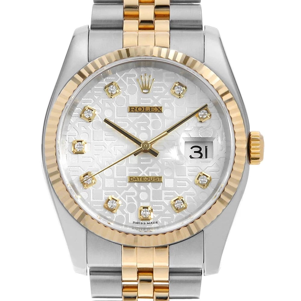 ROLEX DATEJUST DIAMOND SILVER CARVING COMPUTER JUBILEE WATCH (1 of 5)