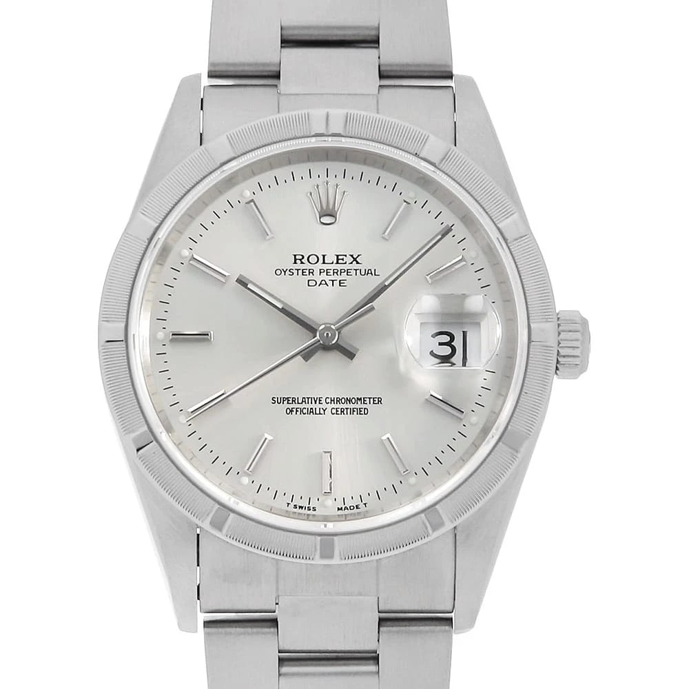 ROLEX OYSTER PERPETUAL DATE SILVER WATCH (1 of 7)