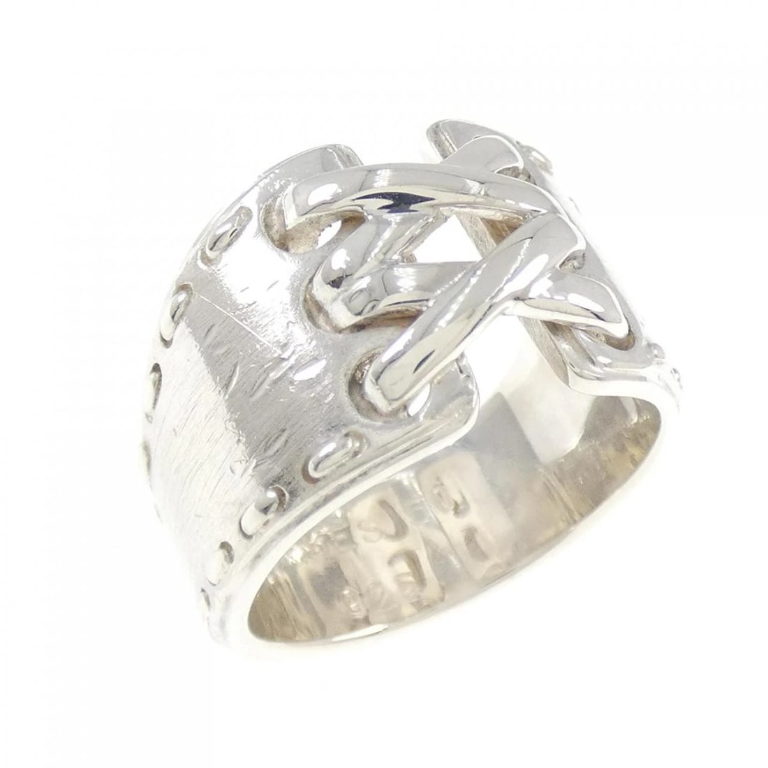 HERMES MEXICO RING: HERMES Mexico Ring Brand: HERMES Type: Ring Material: 925 Silver Color: Silver Size: 5.5 (US size) Accessories: None Accessories Notice: When purchasing pre-owned goods, please refer to th