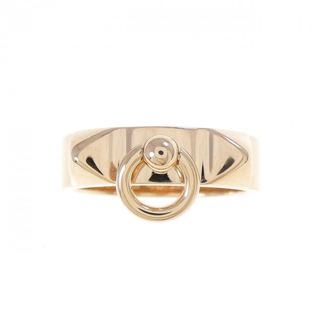 HERMES COLLIER CYANIDE RING: HERMES Collier Cyanide Ring Brand: HERMES Type: Ring Material: 750 Pink Gold Color: Pink Gold Size: 4.5-5 (US size) Accessories: None Accessories Notice: When purchasing pre-owned goods,