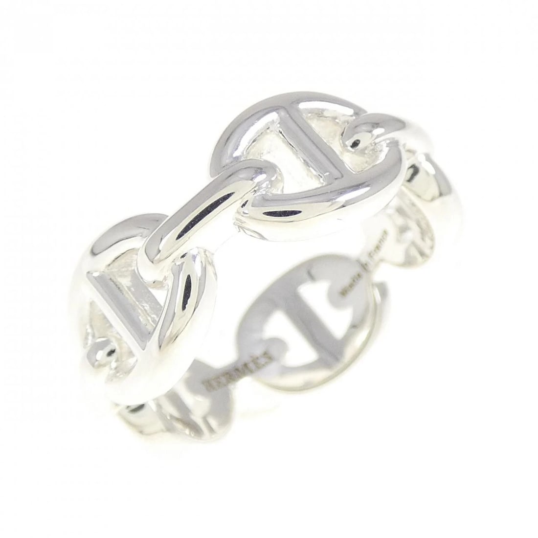 HERMES CHAINE D'ANCRE ENCHENE RING: HERMES Chaine d'Ancre Enchene Ring Brand: HERMES Type: Ring Material: 925 Silver Color: Silver Size: 4.5-5 (US size) Accessories: None Accessories Notice: When purchasing pre-owned goods,