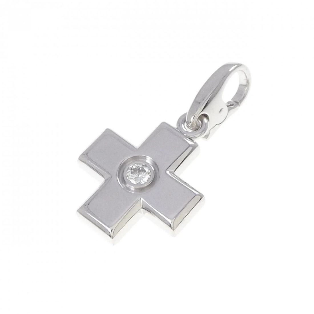 CARTIER CROSS CHARM: Cartier Cross Charm Brand: Cartier Type: Pendant Brooch Material: 750 White Gold Main Stone Natural Color: White Gold Size: ActualSize HxW: 25.7mmx13.2mm Accessories: None Accessories Notice: