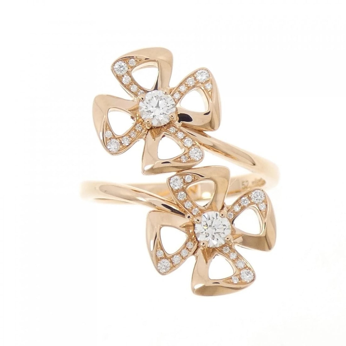 BVLGARI FIOREVER RING: BVLGARI Fiorever Ring Brand: BVLGARI Type: Ring Material: 750 Pink Gold Main Stone Natural Color: Pink Gold Size: 6.5 (US size) Accessories: None Accessories Notice: When purchasing pre-owned