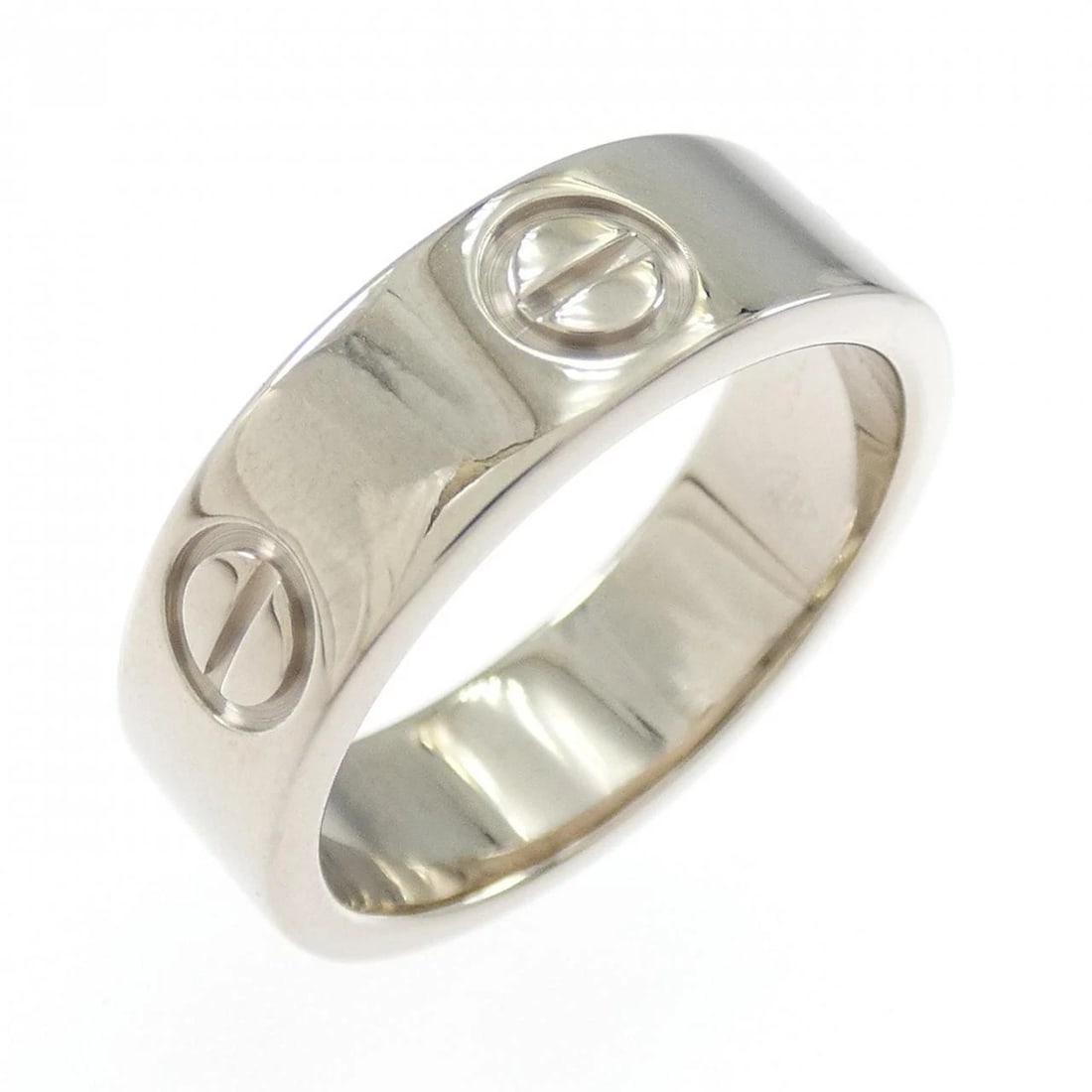 CARTIER LOVE RING: Cartier Love Ring Brand: Cartier Type: Ring Material: 750 White Gold Color: White Gold Size: 5-5.5 (US size) Accessories: None Accessories Notice: When purchasing pre-owned goods, please