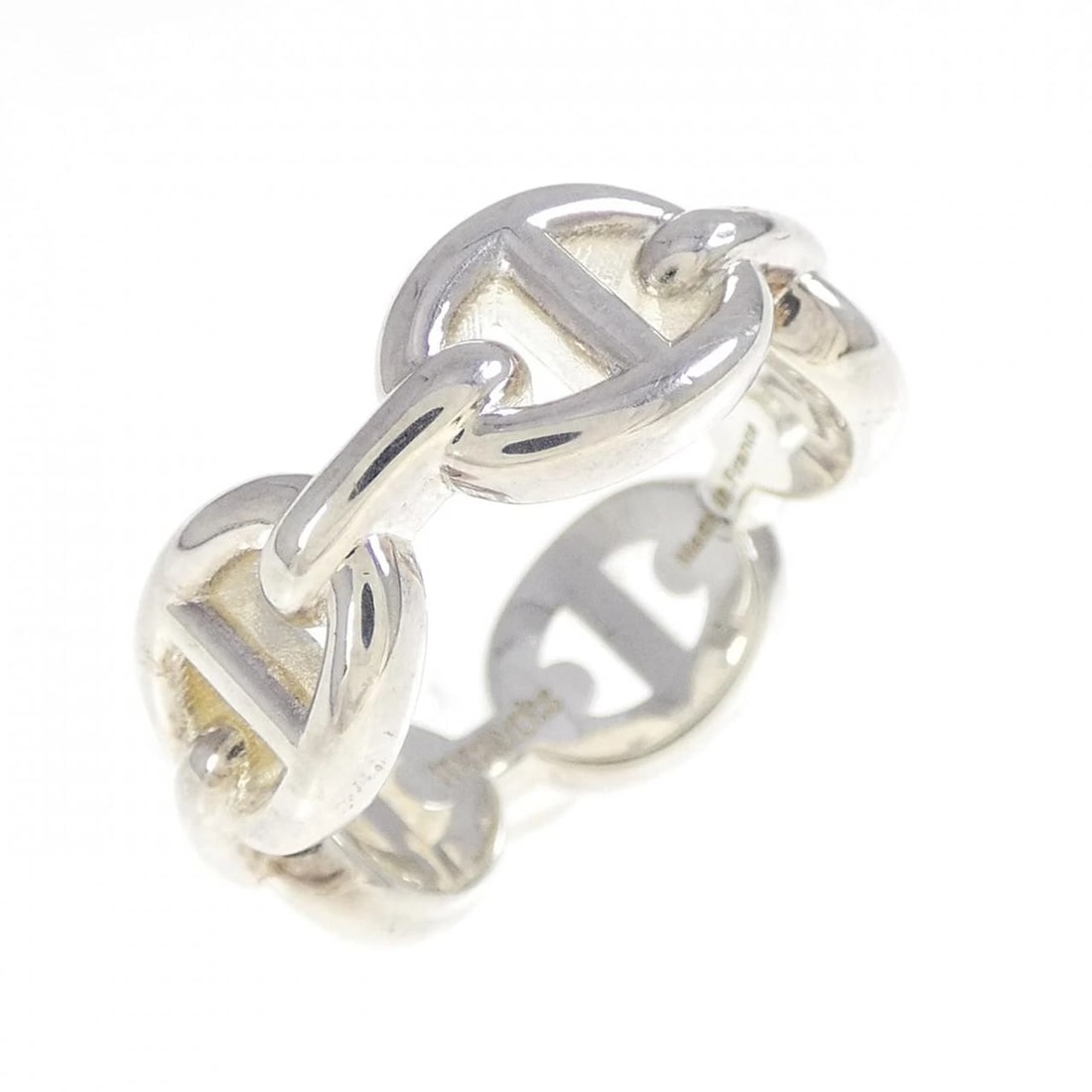 HERMES CHAINE D'ANCRE ENCHENE RING: HERMES Chaine d'Ancre Enchene Ring Brand: HERMES Type: Ring Material: 925 Silver Color: Silver Size: 4.5-5 (US size) Accessories: None Accessories Notice: When purchasing pre-owned goods,