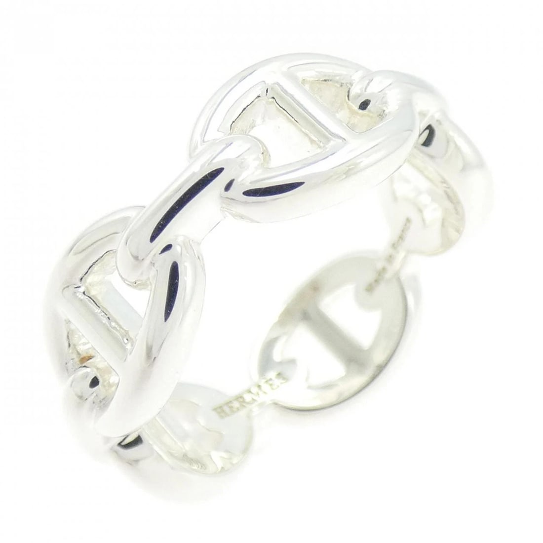 HERMES CHAINE D'ANCRE ENCHENE RING: HERMES Chaine d'Ancre Enchene Ring Brand: HERMES Type: Ring Material: 925 Silver Color: Silver Size: 6.5-7 (US size) Accessories: None Accessories Notice: When purchasing pre-owned goods,