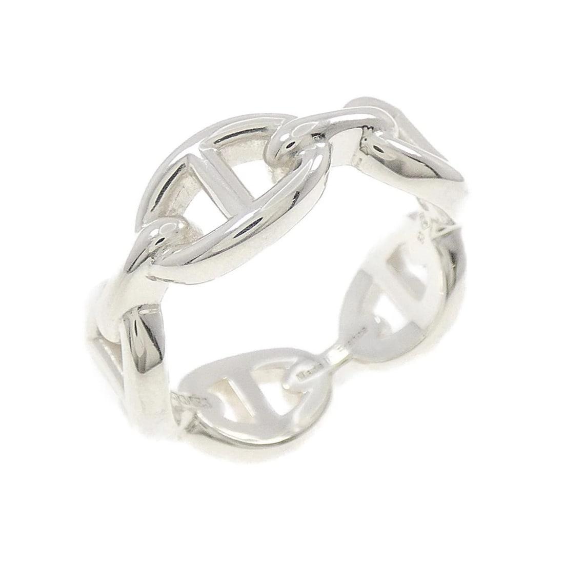 HERMES CHAINE D'ANCRE ENCHENE RING: HERMES Chaine d'Ancre Enchene Ring Brand: HERMES Type: Ring Material: 925 Silver Color: Silver Size: 6.5-7 (US size) Accessories: None Accessories Notice: When purchasing pre-owned goods,