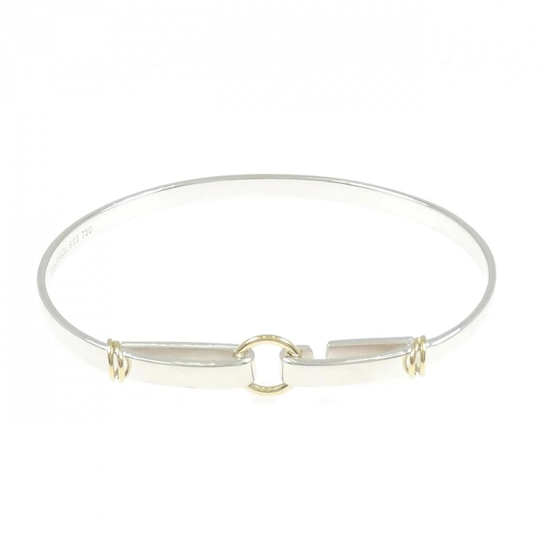 TIFFANY & CO. 925 750YG BANGLE: Tiffany & Co. 925 750YG Bangle Brand: Tiffany Type: Bracelet Material: 925 Silver 750 Yellow Gold Color: Silver Yellow Gold Size: 16.5cm Accessories: None Accessories Notice: When purchasing