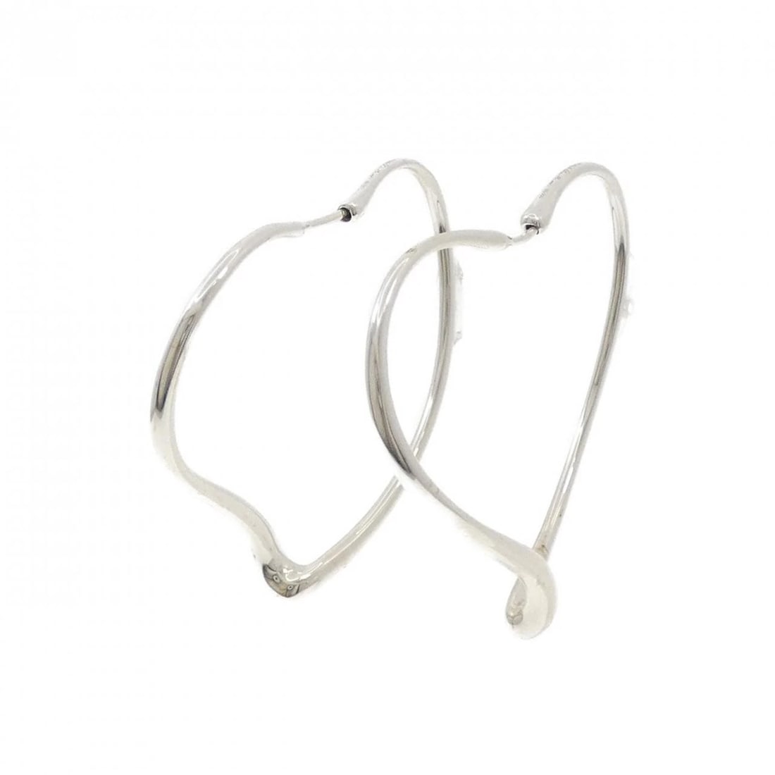 TIFFANY OPEN HEART HOOP EARRINGS: Tiffany Open Heart Hoop Earrings Brand: Tiffany Type: Earrings Material: 925 Silver Color: Silver Size: ActualSize HxW: 41.0mmx5.3mm Accessories: None Accessories Notice: When purchasing