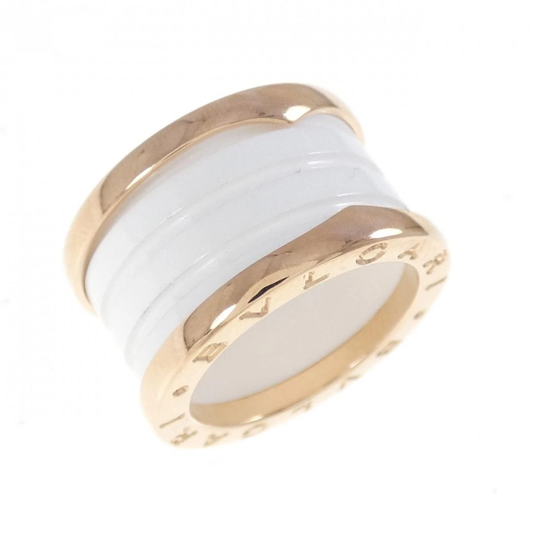 BVLGARI B.ZERO1 4 BANDS RING: BVLGARI B.zero1 4 Bands Ring Brand: BVLGARI Type: Ring Material: 750 Pink Gold ceramic Color: Pink Gold ceramic Size: 4.5 (US size) Accessories: None Accessories Notice: When purchasing