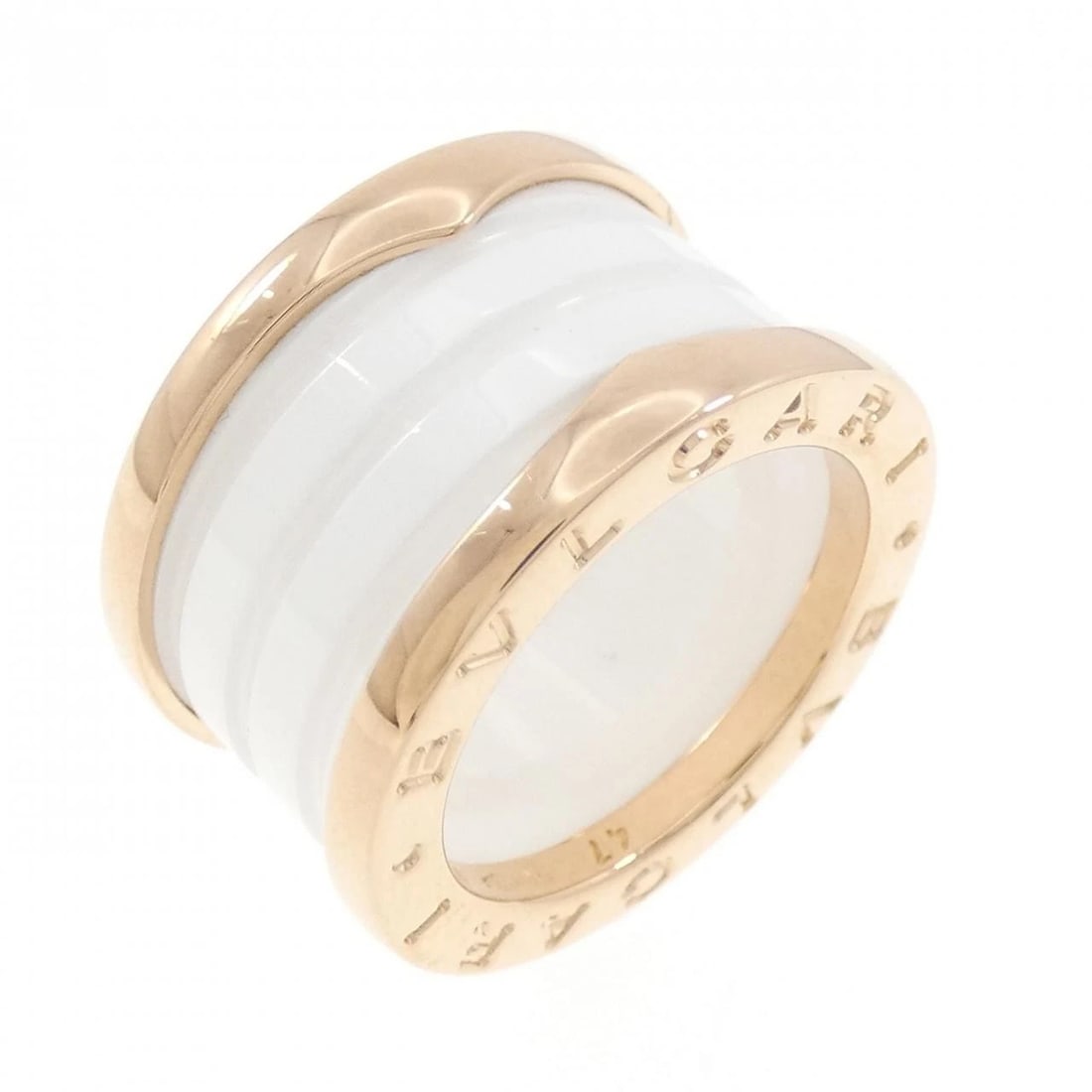 BVLGARI B.ZERO1 4 BANDS RING: BVLGARI B.zero1 4 Bands Ring Brand: BVLGARI Type: Ring Material: 750 Pink Gold ceramic Color: Pink Gold ceramic Size: 4 (US size) Accessories: None Accessories Notice: When purchasing pre-