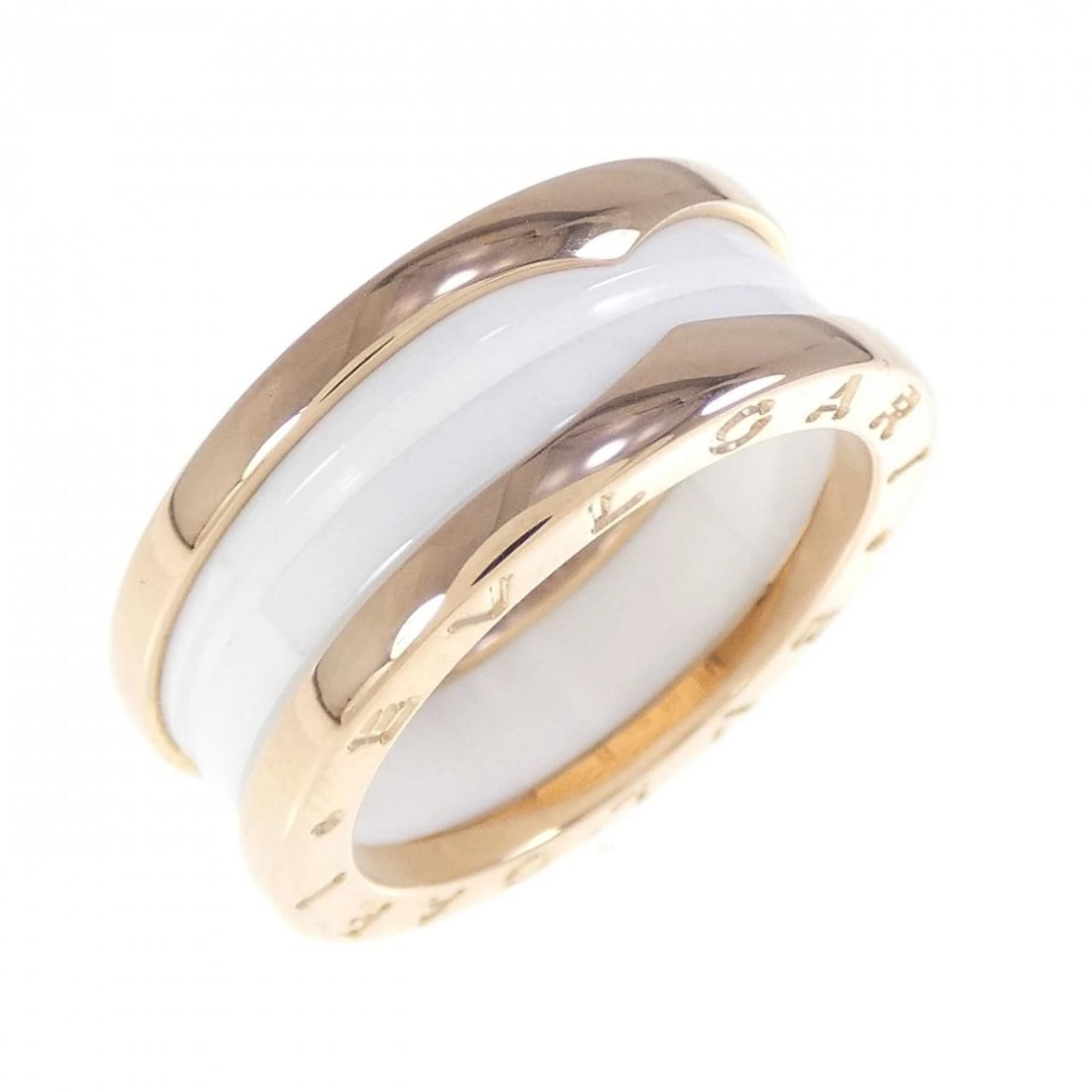 BVLGARI B.ZERO1 2-BAND RING: BVLGARI B.zero1 2-Band Ring Brand: BVLGARI Type: Ring Material: 750 Pink Gold ceramic Color: Pink Gold ceramic Size: 8 (US size) Accessories: None Accessories Notice: When purchasing pre-o