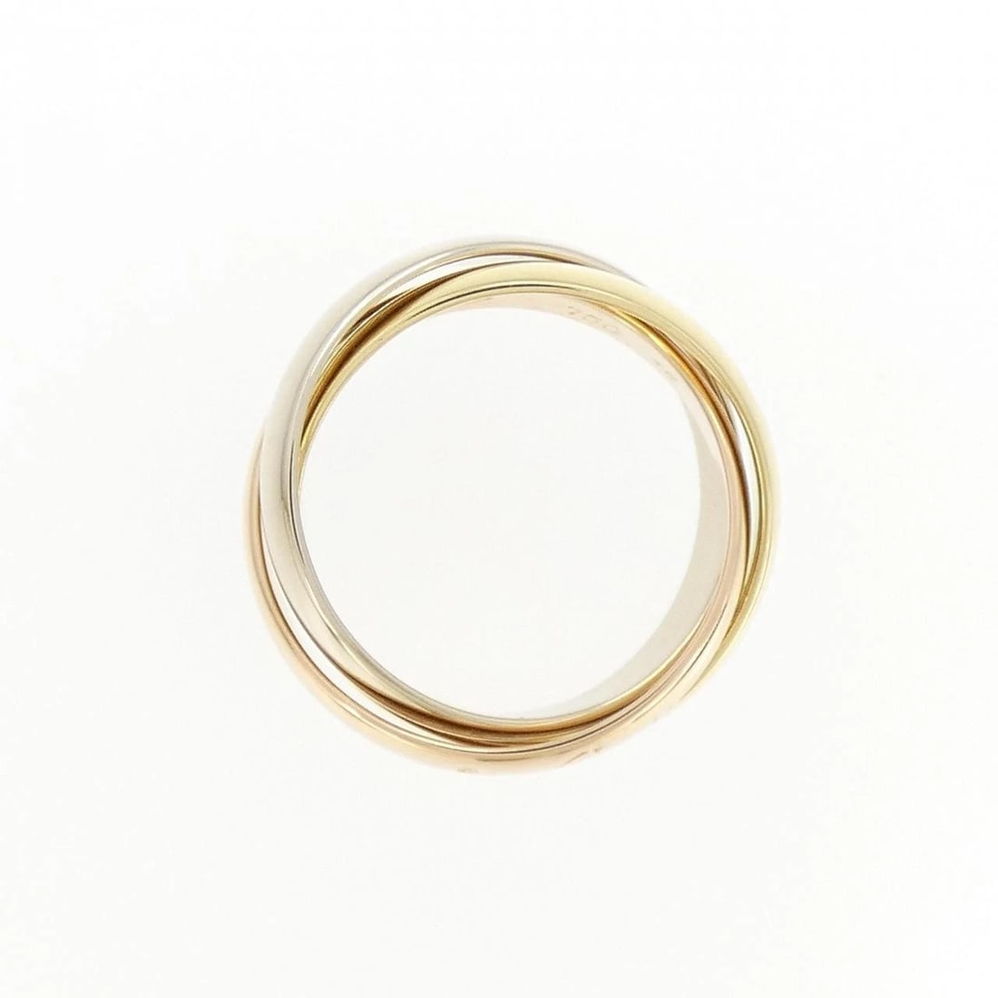 CARTIER TRINITY RING: Cartier Trinity Ring Brand: Cartier Type: Ring Material: 750 Yellow Gold 750 White Gold 750 Pink Gold Color: Yellow Gold White Gold Pink Gold Size: 4.5-5 (US size) Accessories: None