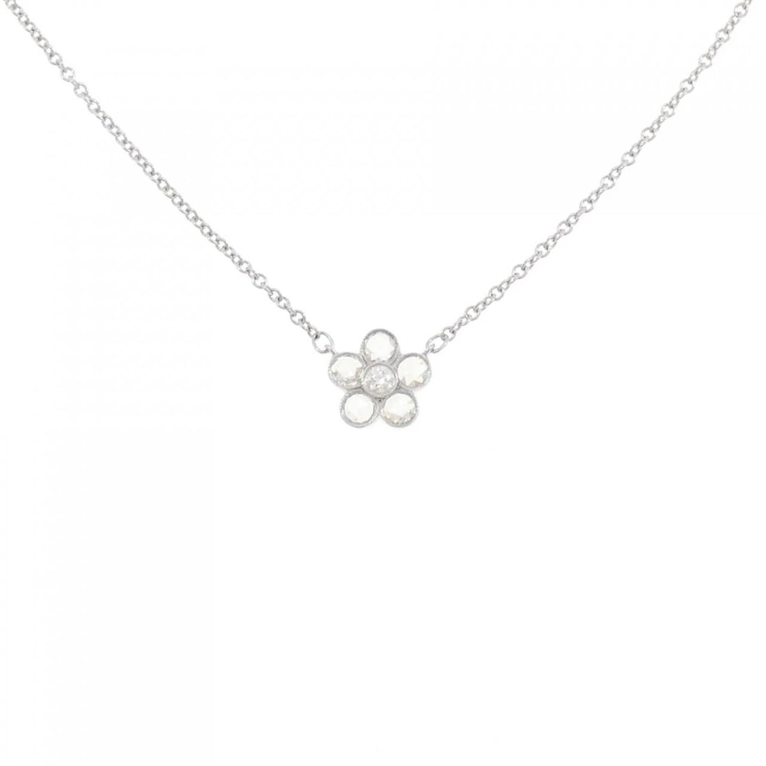 TIFFANY & CO. GARDEN FLOWER NECKLACE: Tiffany & Co. Garden Flower Necklace Brand: Tiffany Type: Necklace Material: Platinum 950 Main Stone Natural Color: Platinum Size: 37cm Accessories: None Accessories Notice: When purchasing