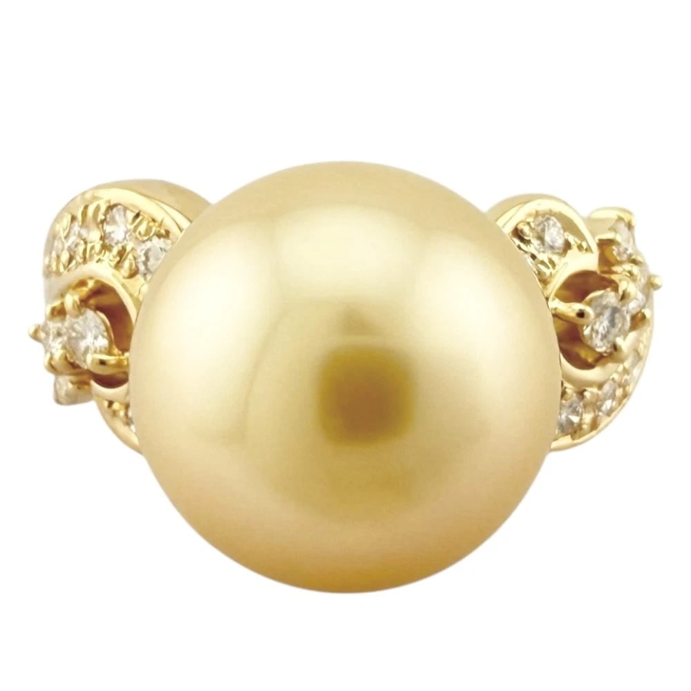 RING K18 YELLOW GOLD PEARL DIAMOND (1 of 4)