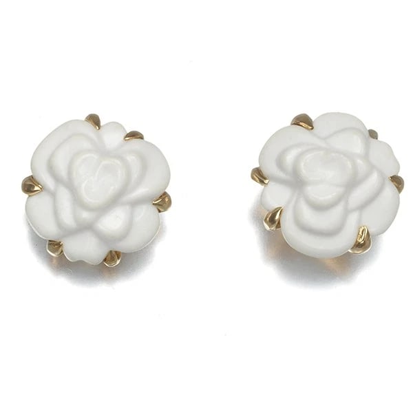 CHANEL EARRINGS WHITE AGATE CAMELIA (1 of 3)