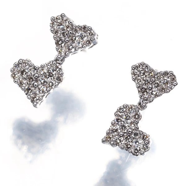 DIAMOND HEART PAVED EARRINGS - 2