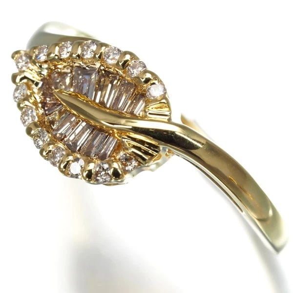 DIAMOND LEAF RING: Diamond Leaf Ring Brand: Unbranded Type: Ring Material: 18K / 750 / Yellow Gold Main Stone Natural Color: Yellow Gold Size: US6.75 - 7 Accessories: None Accessories Notice: When purchasing