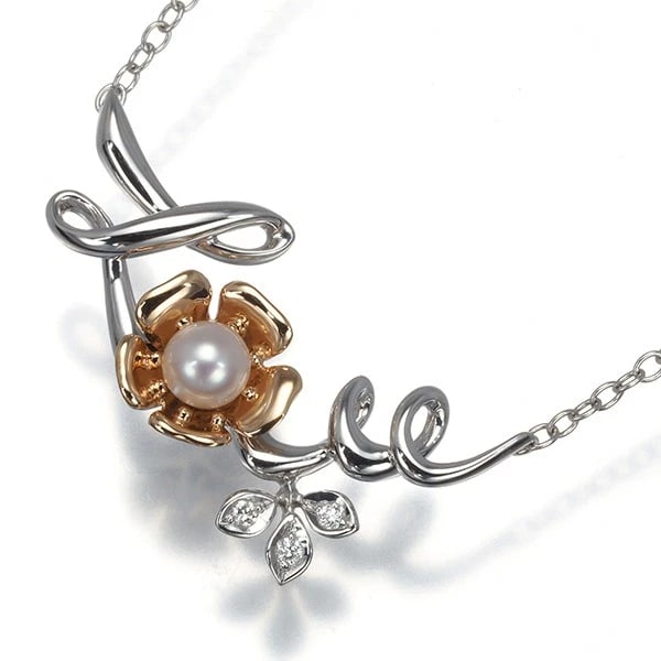 MIKIMOTO NECKLACE AKOYA LOVE FLOWER: Mikimoto Necklace Akoya Love Flower Brand: MIKIMOTO Type: Necklace Material: 18K / 750 / White Gold 18K / 750 / Rose Gold Color: Multi-Tone Gold Size: Necklace length: 39 / 43cm Pendant size: