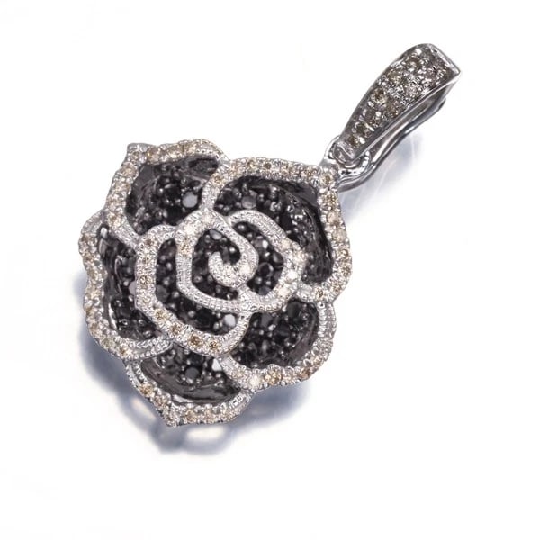 DIAMOND ROSE FLOWER PENDANT: Diamond Rose Flower Pendant Brand: Unbranded Type: Pendant Material: 18K / 750 / White Gold Main Stone Natural Color: White Gold Size: Design size: 23.0 x 14.0mm Accessories: None Accessories