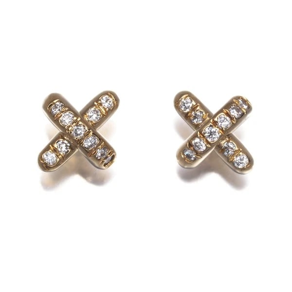 TIFFANY&CO. EARRINGS CROSS STITCH: Tiffany&Co. Earrings Cross Stitch Brand: Tiffany & Co. Type: Earrings Material: 18K / 750 / Yellow Gold Main Stone Natural Color: Yellow Gold Size: Design Size:5.5 x 5.2mm Accessories: None