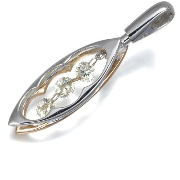 DIAMOND DROP REVERSIBLE PENDANT: Diamond Drop Reversible Pendant Brand: Unbranded Type: Pendant Material: 18K / 750 / White Rose Gold Main Stone Natural Color: Multi-Tone Gold Size: Design size: 23.0 x 9.0mm Accessories: